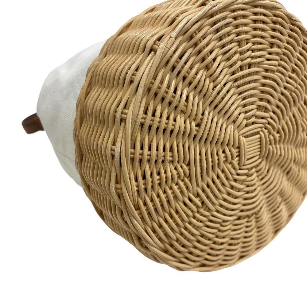 Prada Wicker Bucket Drawstring Handbag White - image 3